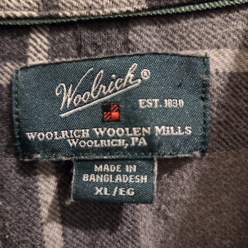 Woolrich Teal and Gray Plaid Shirt with Branded Label